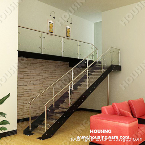 Modern Steel Glass Indoor Staircase with Balustrade